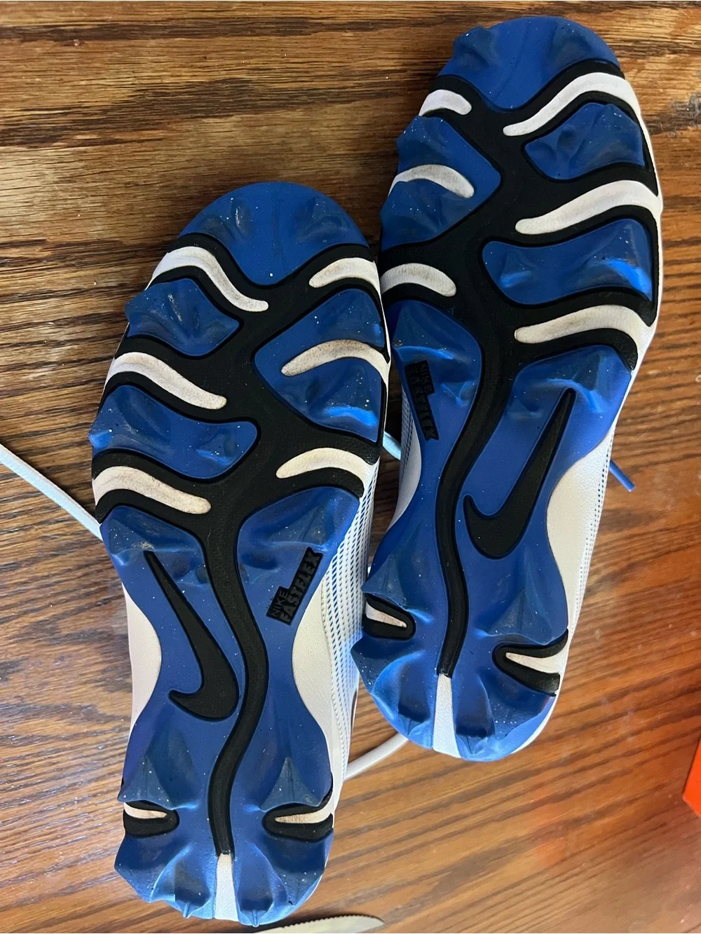 Nike Kids White and Blue Football Cleats